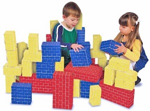 Image: Melissa + Doug Deluxe Jumbo Cardboard Blocks (40 pc) - Made of premium, extra-thick cardboard - red blocks hold up to 150 pounds!