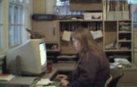 Catherine at her computer