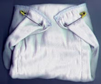 Image: Chinese Prefold Diaper pinned with Dritz diaper pins