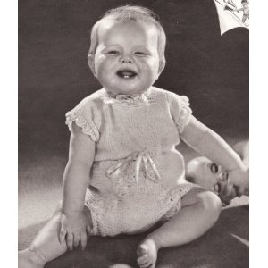Image: Vintage Knitting PATTERN to make - Knitted Baby Under Shirt Soaker Diaper Set