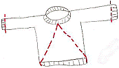 Image: Picture one: Cut along cutting lines (dashes in picture) for one baby bum sweater