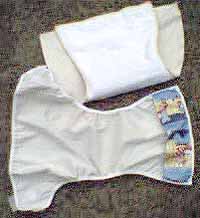 Image: 1. Diaper wrap and shaped diaper